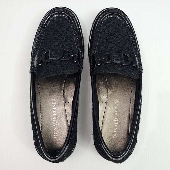 Donald Pliner Helio Lug Sole Loafer Womens 9 Black Boucle Sequined Platform NEW - Picture 9 of 14